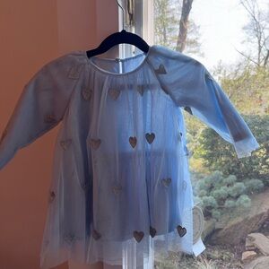 NWT Stella McCartney Metallic Heart Blue Tulle Dress